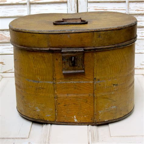 antique british metal hat box|vintage wallpaper hat box.